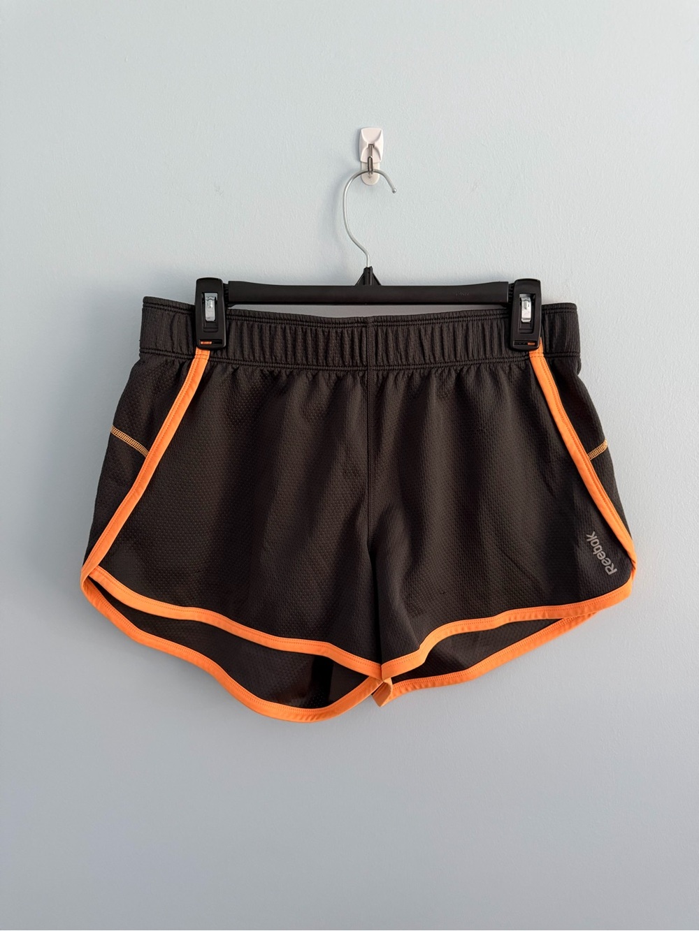 Reebok Gray Athletic Shorts with Orange Trim